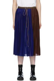 Moncler Genius - 2 Moncler 1952 Navy & Burgundy Pleated Drawstring Skirt