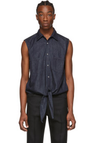 Random Identities - Blue Denim Knotty Sleeveless Shirt