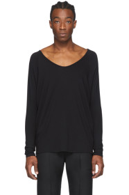 Random Identities - Black Drapey V-Neck T-Shirt
