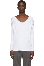 Random Identities - White Drapey V-Neck T-Shirt