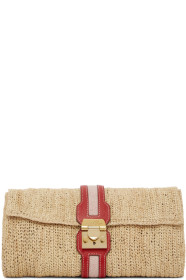 Mark Cross - SSENSE Exclusive Beige & Red Sylvette Clutch