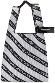 Alexander Wang - Cabas en maille jacquard noir et blanc Diagonal Logo Shopper