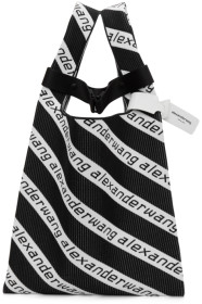 Alexander Wang - Cabas à logo en maille jacquard noir et blanc Large Shopper