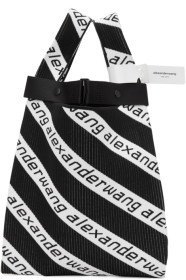 Alexander Wang - Cabas à logo en maille jacquard noir et blanc Medium Shopper