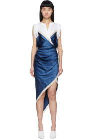 Alexander Wang - Fond de robe drapé en soie blanc et bleu