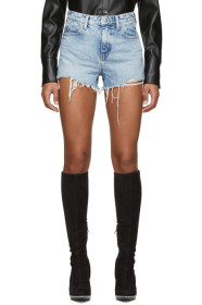 Alexander Wang - Blue Denim Bite Zip Shorts