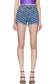 Alexander Wang - Blue Denim Bite Logo Shorts