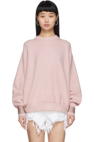 Alexander Wang - Pink Wool Crystal Cuffs Sweater