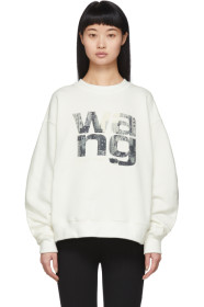 Alexander Wang - Pull molletonné graphique à col ras du cou blanc cassé