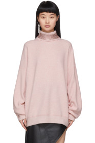Alexander Wang - Pink Wool Crystal Collar Turtleneck