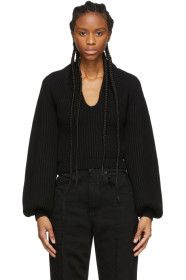 Alexander Wang - ブラック ウール ドレープ ネック セーター