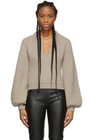 Alexander Wang - Beige Wool Draped Neck Sweater