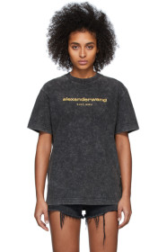 Alexander Wang - グレー エンブロイダリー ロゴ T シャツ
