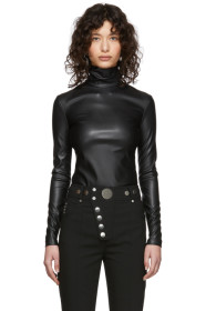 Alexander Wang - ブラック Pleather タートルネック ボディスーツ