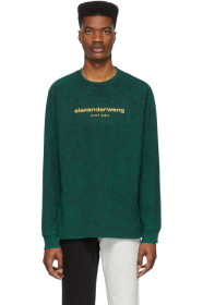 Alexander Wang - グリーン ブリーチ ロゴ ロング スリーブ T シャツ