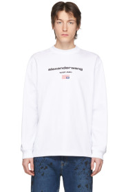 Alexander Wang - ホワイト グラフィック ロゴ ロング スリーブ T シャツ