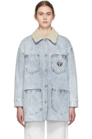 MM6 Maison Margiela - Manteau en denim et sherpa bleu