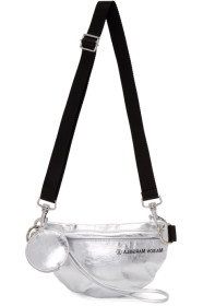 MM6 Maison Margiela - Sac-ceinture à deux compartiments en cuir synthétique verni argenté