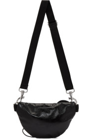 MM6 Maison Margiela - Sac-ceinture à deux compartiments en cuir synthétique verni noir
