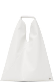 MM6 Maison Margiela - Cabas en cuir synthétique blanc Small Triangle