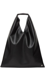 MM6 Maison Margiela - Cabas en cuir synthétique noir Small Triangle
