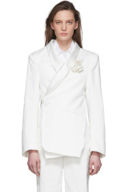 MM6 Maison Margiela - Blazer cache-cœur en denim blanc cassé