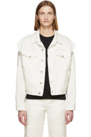 MM6 Maison Margiela - Blouson en denim blanc cassé Arm Cut Outs