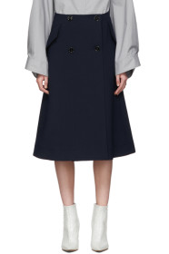 MM6 Maison Margiela - Jupe trapèze bleu marine Double-Button
