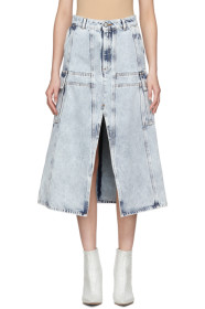 MM6 Maison Margiela - Jupe trapèze en denim bleue Cargo
