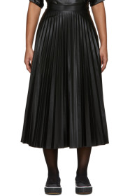 MM6 Maison Margiela - Jupe plissée enduite noire