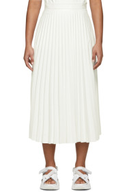 MM6 Maison Margiela - Jupe plissée enduite blanc cassé