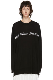 MM6 Maison Margiela - Black Oversized Logo Long Sleeve T-Shirt