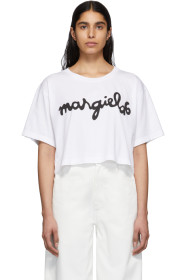 MM6 Maison Margiela - White Logo Cropped T-Shirt