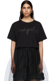 MM6 Maison Margiela - Black Logo Cropped T-Shirt