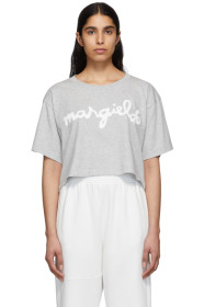 MM6 Maison Margiela - Grey Logo Cropped T-Shirt