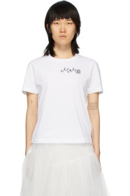 MM6 Maison Margiela - White Embroidered Logo Fitted T-Shirt