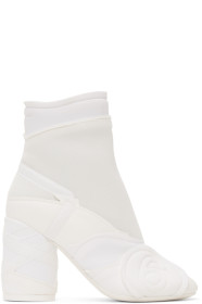 MM6 Maison Margiela - White Embossed Logo Ankle Boots