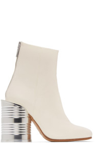 MM6 Maison Margiela - White Leather Can Heel Boots