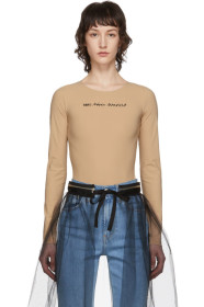 MM6 Maison Margiela - Beige Logo Bodysuit