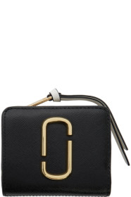 Marc Jacobs - Portefeuille noir et gris Mini Snapshot Compact