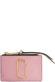 Marc Jacobs - Porte-cartes rose et rouge Top Zip Multi