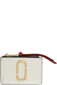 Marc Jacobs - Porte-cartes blanc cassé Snapshot Top Zip Multi