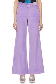 Marc Jacobs - Pantalon en velours côtelé mauve 'The Flared'