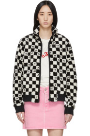 Marc Jacobs - Blouson molletonné à carreaux et logos noir et blanc