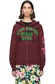 Marc Jacobs - Pull à capuche et glissière bourgogne édition Stray Rats