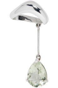 Alan Crocetti - Green & Silver Single Right Amethyst Drop Ear Cuff