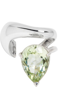 Alan Crocetti - Silver & Green Single Right 104 Ear Cuff