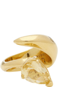 Alan Crocetti - SSENSE Exclusive Gold & Yellow Citrine Alien Ring