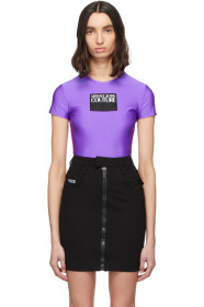 Versace Jeans Couture - Purple Logo Contrast Color Cropped T-Shirt