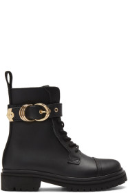 Versace Jeans Couture - Black Leather Hiking Boots